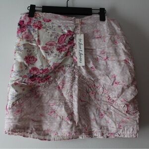 For Love and Lemons Floral Pink and White Mini Skirt